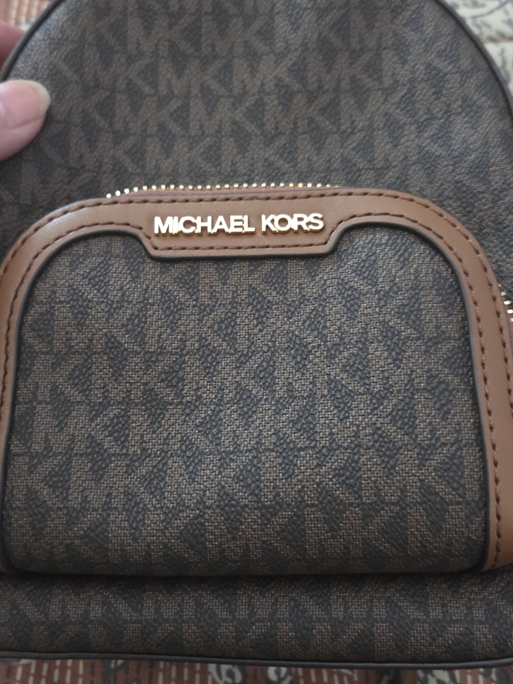 Michael Kors Brown Monogram Mini Backpack - Picture 2 of 5
